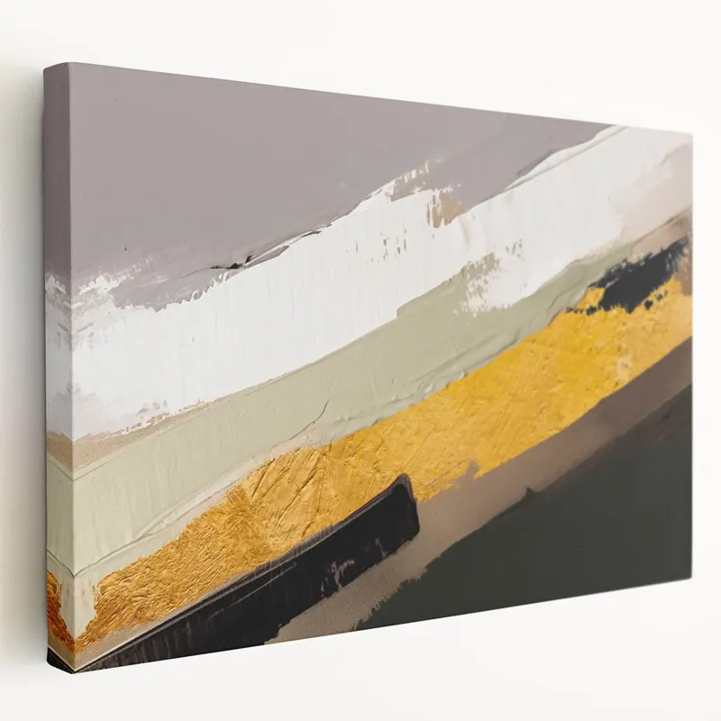 Final Sale Textured Gold & Neutral Abstract Art - Modern Strokes Canvas Print
