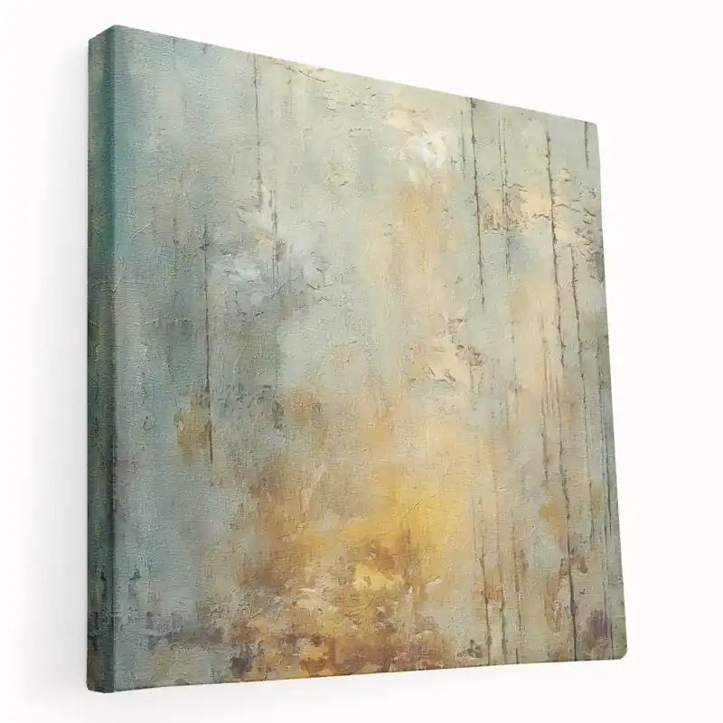 Worldwide Shipping Textured Abstract Wall Art - Teal, Beige, and Golden Ochre Canvas