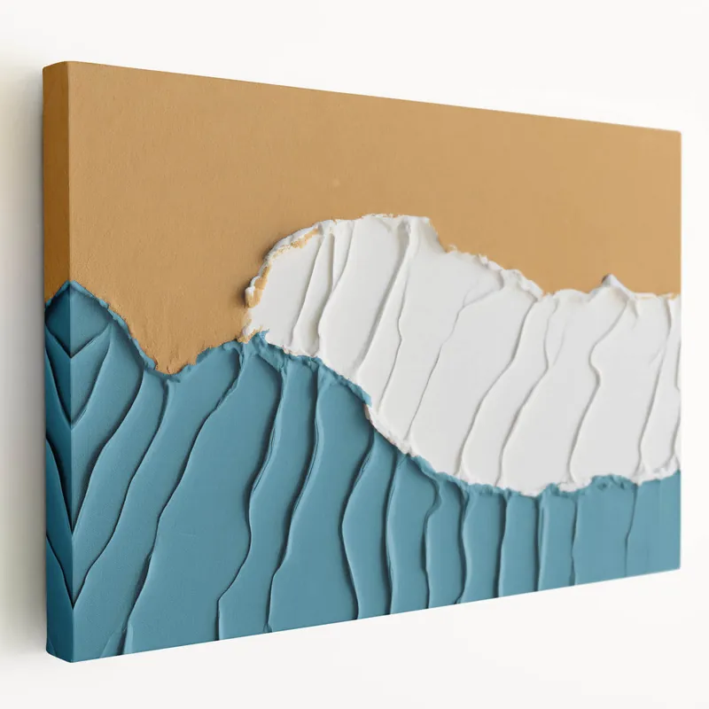 Buy Direct Textured Abstract Art with Coastal Colors of Gold, White, and Teal