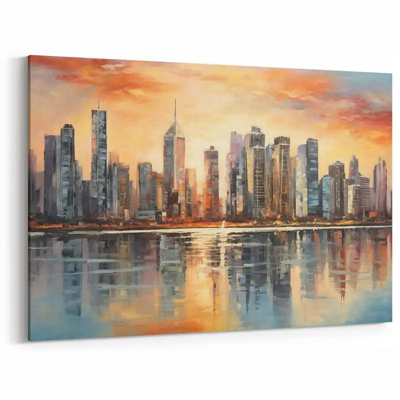 Hot Picks Sunset Cityscape Art - Modern Abstract Architectural Wall Print