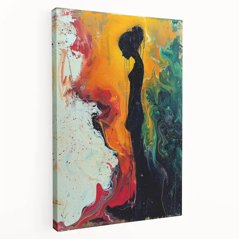 Sale Silhouette in Fiery Colors | Modern Figurative Abstract Wall Art