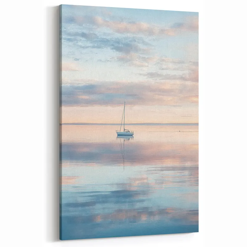 Express Delivery Serene Sailboat Abstract Art - Pastel Horizon Canvas Wall Print