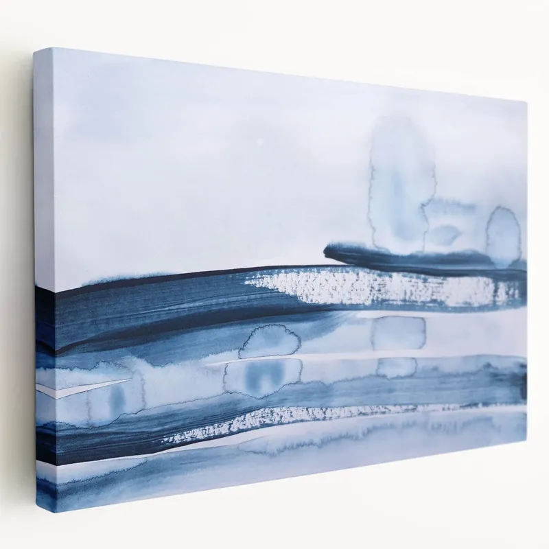Exclusive Serene Moody Modern Wall Art – Abstract Blue & White Canvas Print