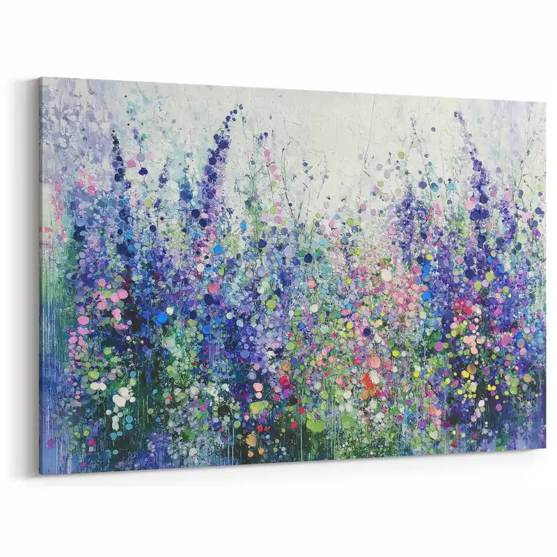 Serene Abstract Floral Canvas - Purple and Blue Meadow Art Today Only