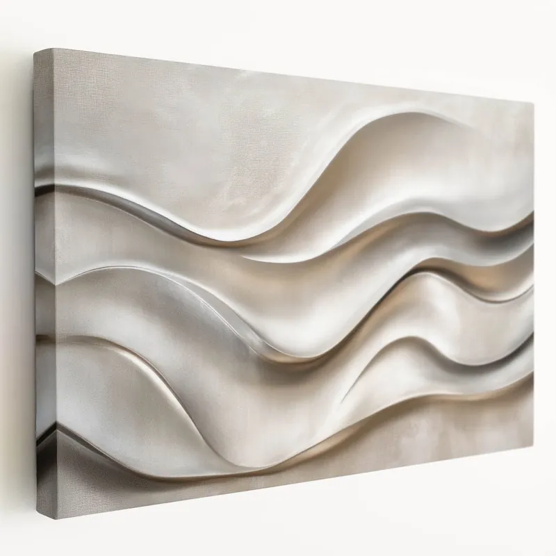 Sculpted Waves – Silver Fluid Abstract Wall Art in Soft Tones Bulk Order