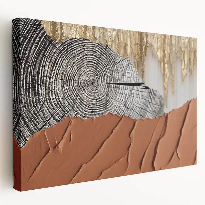 New Arrival Rustic Tree Rings Strokes & Lines - Modern Abstract Canvas Art