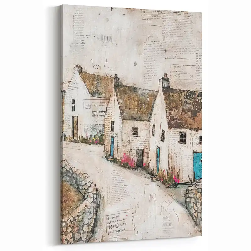 Rustic Architecture Art - Urban Abstract Village Canvas Print Don’t Miss Out