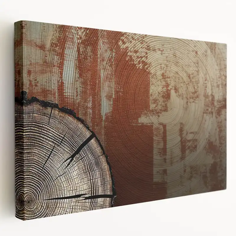 Rustic Abstract Wood Slice Art with Earthy Tones Flash Sale