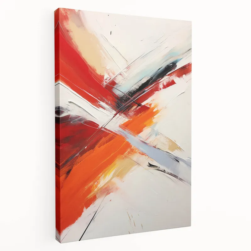 Red and Orange Abstract Strokes Canvas - Dynamic Modern Wall Art Express Delivery