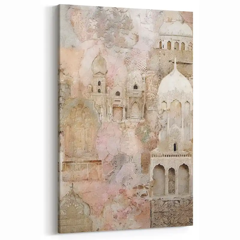 Grab Now Ornate Abstract Architecture Wall Art - Beige and Blush Pink Print