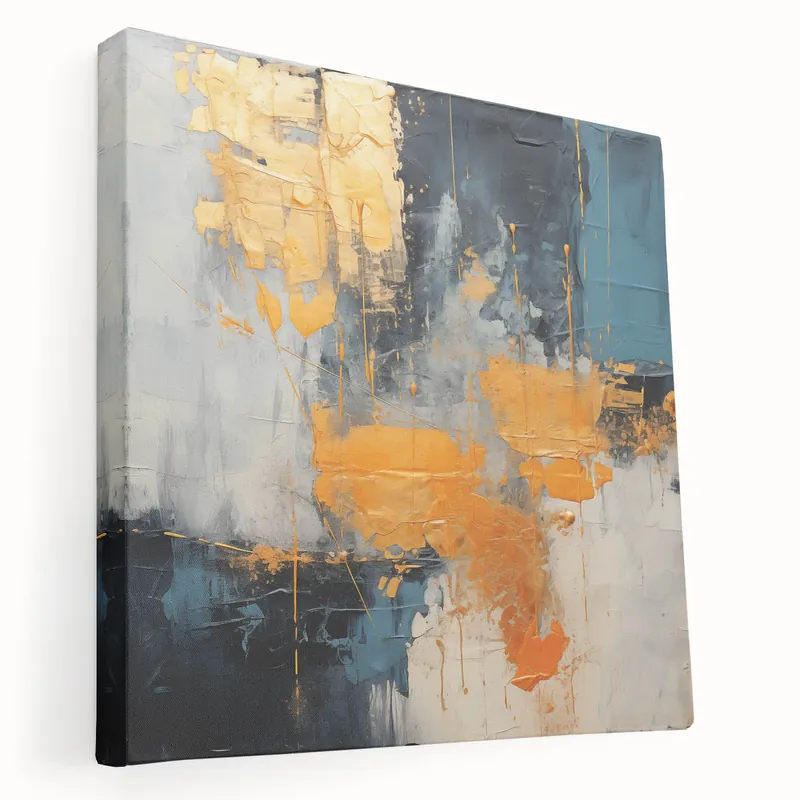 Secure Checkout Orange and Gold Abstract Strokes Canvas - Modern Textured Wall Art