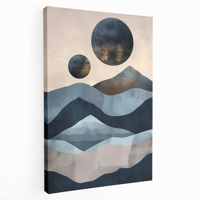 Mountain and Moon Landscape - Abstract Minimalist Wall Art Markdown