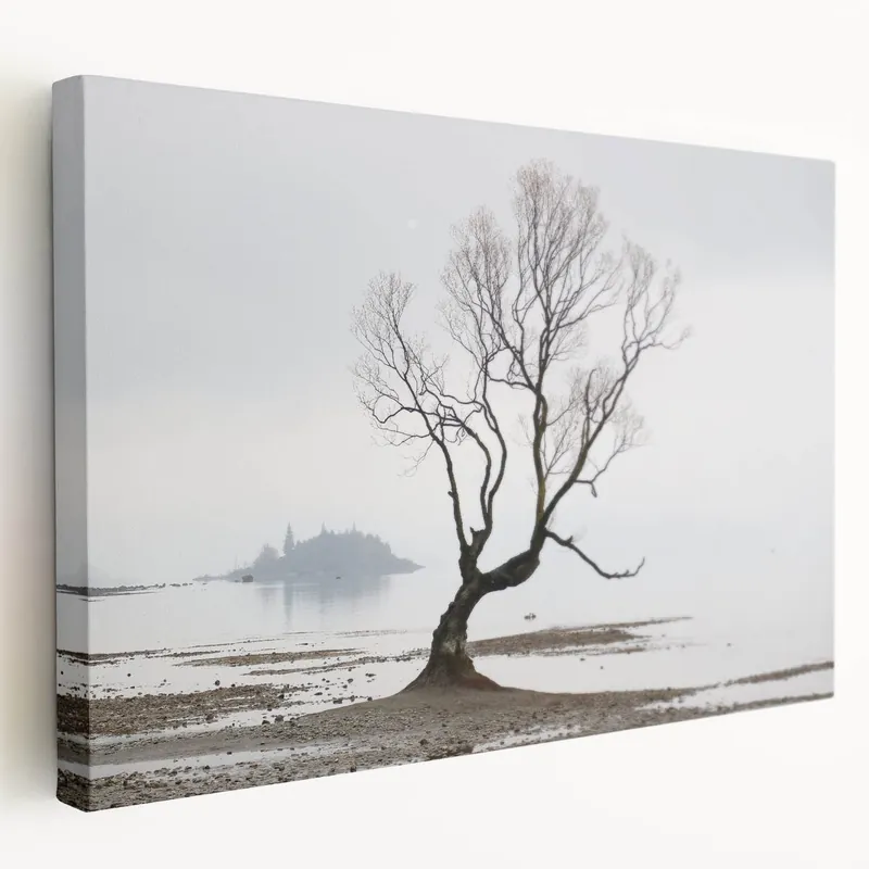Moody Modern Wall Art – Minimalist Lone Tree & Misty Landscape Exclusive Offer