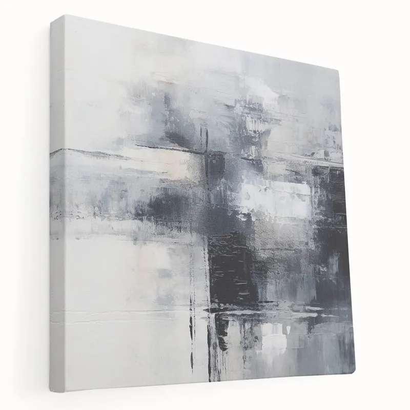 Monochrome Reflections Abstract Art | Stretched Canvas Wall Decor Modern