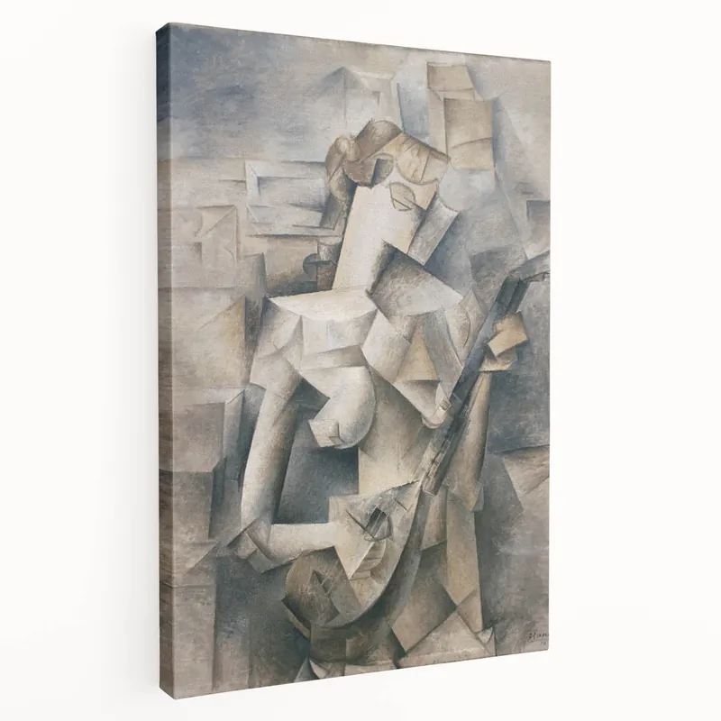 Monochromatic Abstract Cubist Canvas Wall Art Luxury
