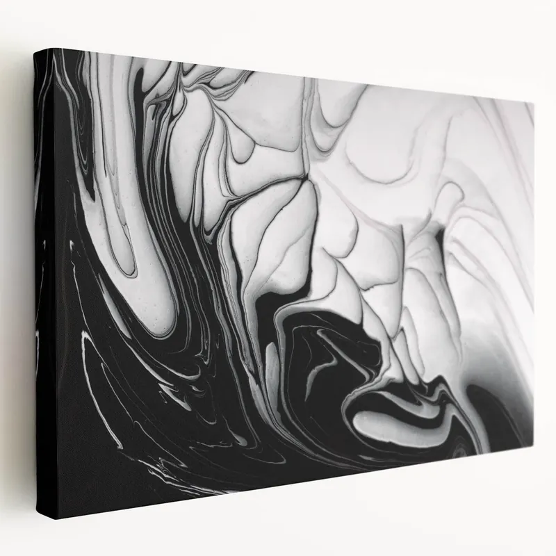 Fresh Stock Modern Monochrome Fluid Art – Abstract Fluid Canvas Wall Decor