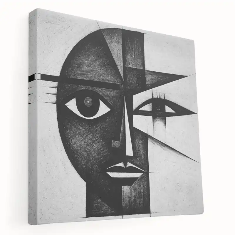 Professional Grade Modern Monochrome Face Art - Black and White Abstract Figurative Design