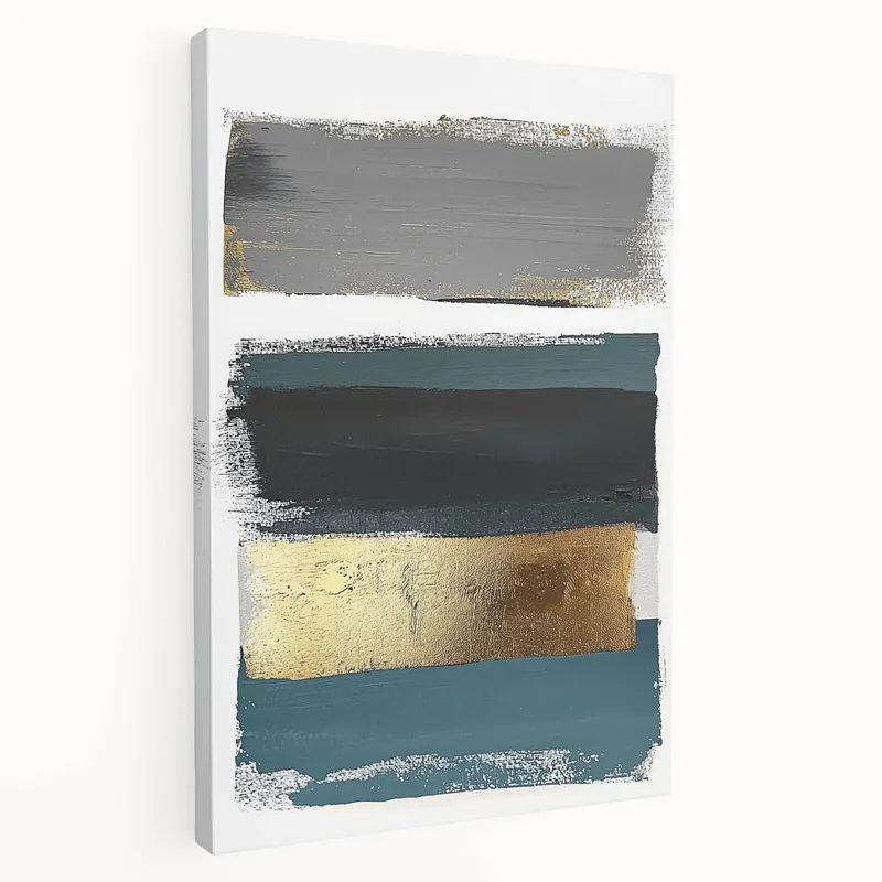Modern Minimalist Abstract Art - Geometric Layers with Gold Accents Today Only