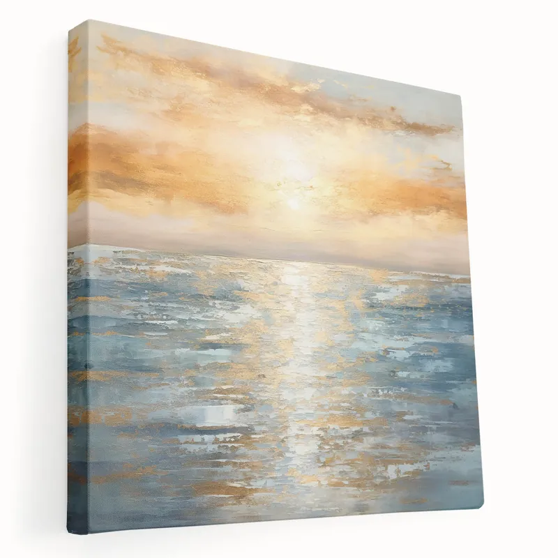 Last Chance Modern Landscape Abstract | Luminous Sunset Over Ocean Canvas Art