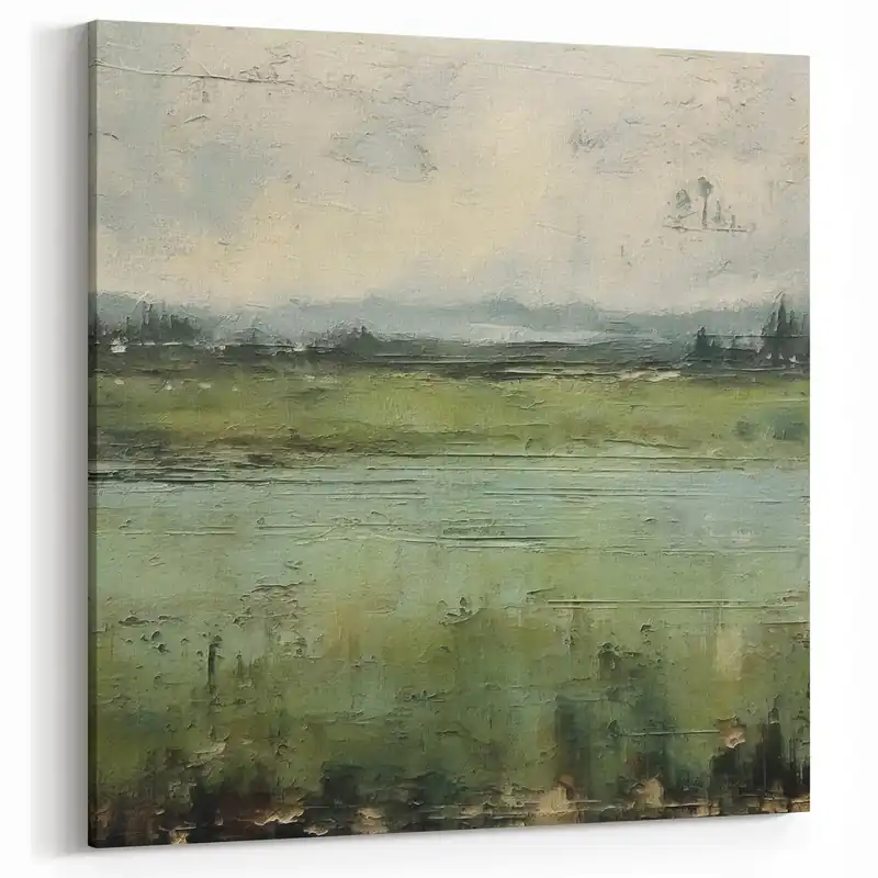 Modern Landscape Abstract - Serene Green Landscape Wall Art Order Now