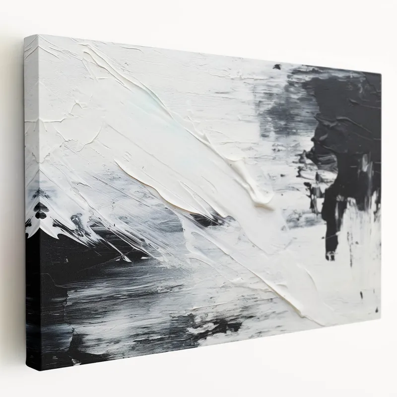 Modern Black and White Abstract Canvas - Unique Monochrome Wall Art Affordable