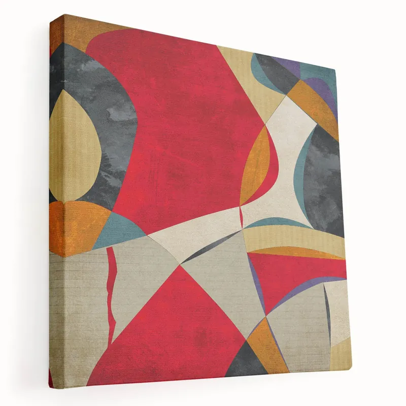 Modern Art Prints – Large Abstract Wall Art in Red, Gold & Teal Original