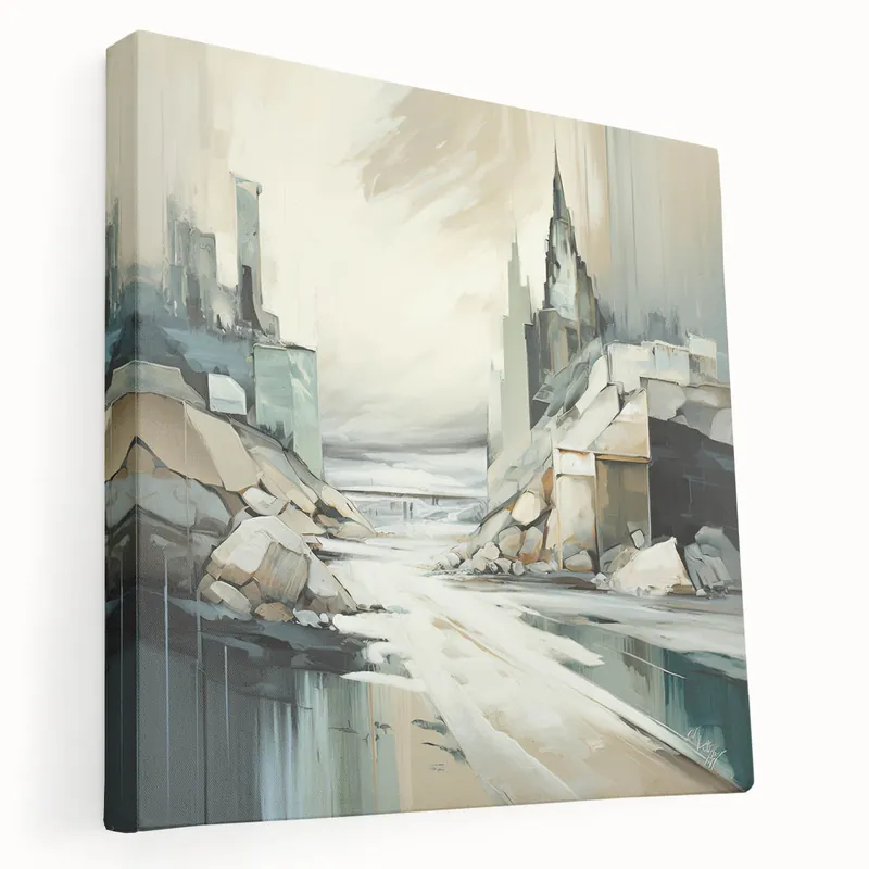 Modern Architectural Landscape Art - Abstract Urban Canvas Print Authentic