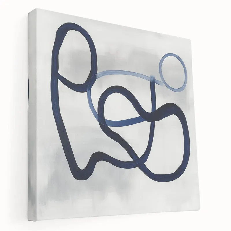 Modern Abstract Wall Art – Navy Blue Minimalist Geometric Print Free Returns