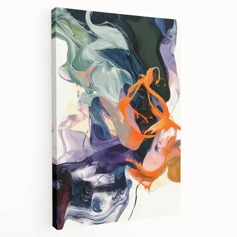 Instant Buy Modern Abstract Wall Art – Bold Vertical Flow in Orange and Green