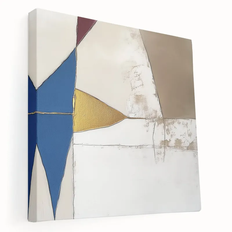 Modern Abstract Wall Art – Bold Geometric Canvas in Blue & Gold Express Delivery