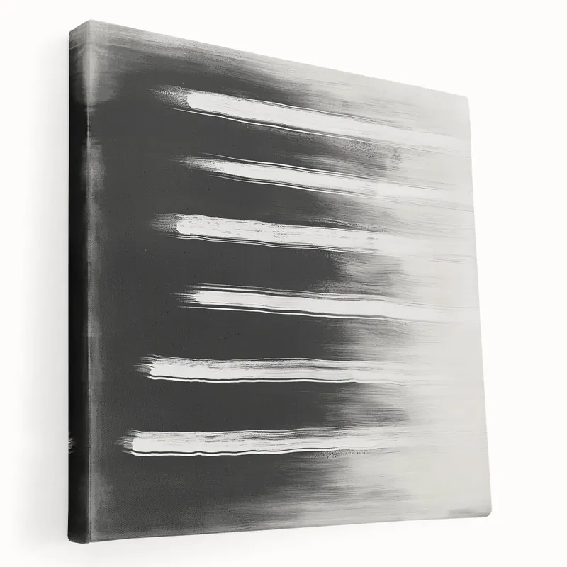 Original Modern Abstract Wall Art - Black & White Minimalist Canvas