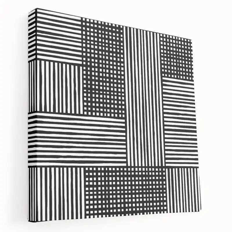 Low Price Modern Abstract Canvas Prints - Bold Black and White Line Blocks
