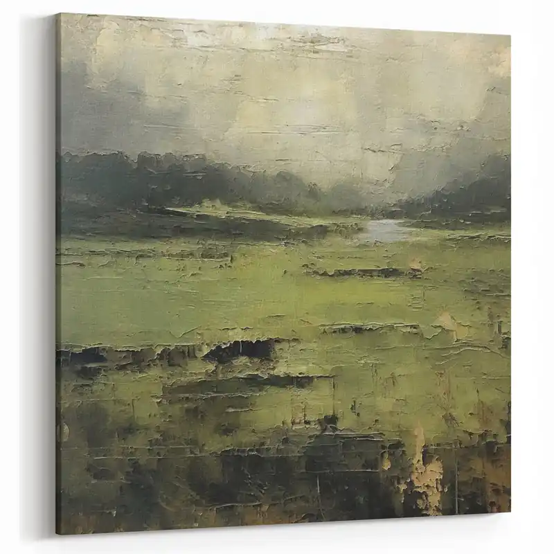Misty Green Landscape Abstract – Tranquil Forest Canvas Art Top Rated