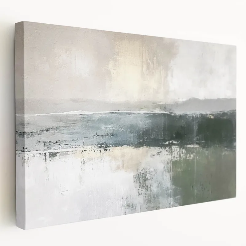 Misty Green Landscape Abstract Canvas – Modern Tranquil Wall Art Limited Edition