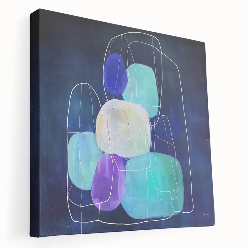 Minimalist Wall Décor - Teal & Purple Geometric Abstract Print Trending