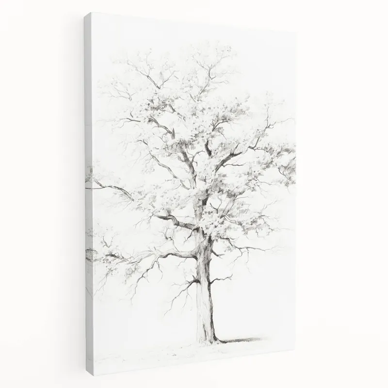Minimalist Tree Drawing – Black and White Nature-Inspired Wall Art Limited Edition