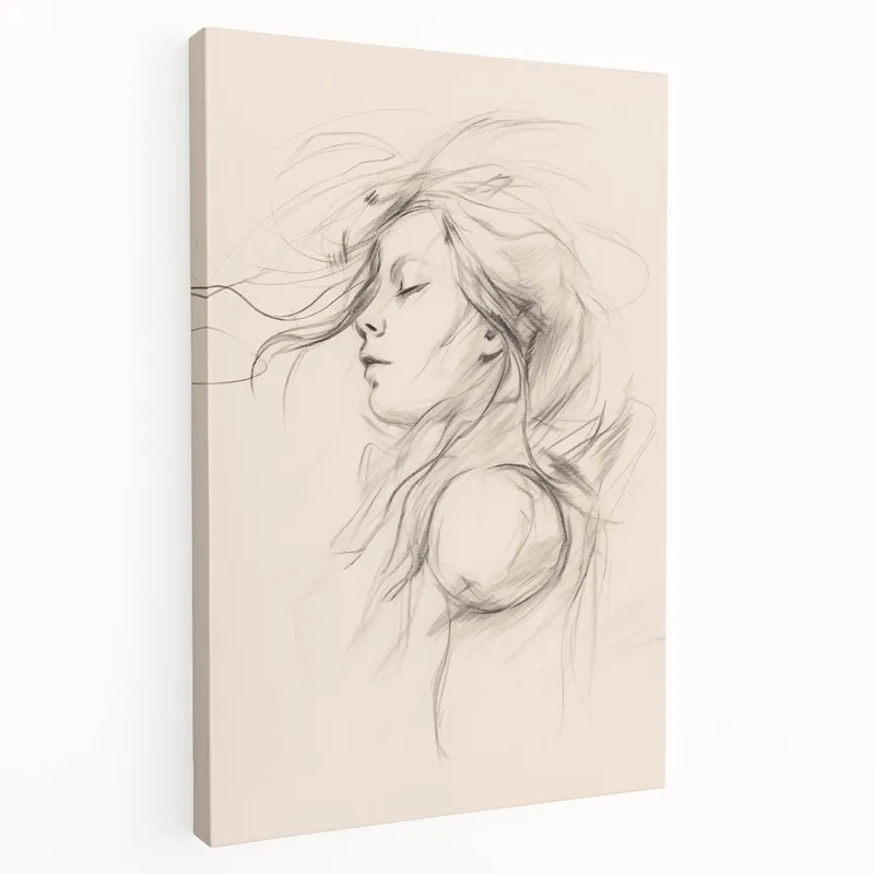 Minimalist Portrait Art – Elegant Line Drawing of Female Figure for Decor Trending