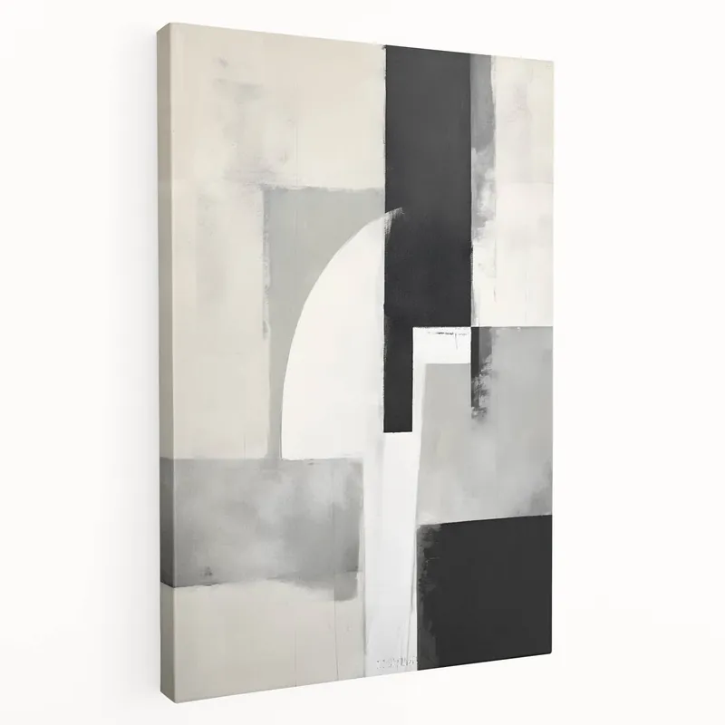 Minimalist Geometric Abstract Art in Black and Gray - Modern Wall Decor Viral