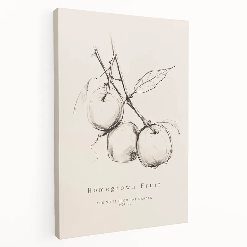 Markdown Minimalist Fruit Art - Homegrown Fruit Sketch - Elegant Wall Decor