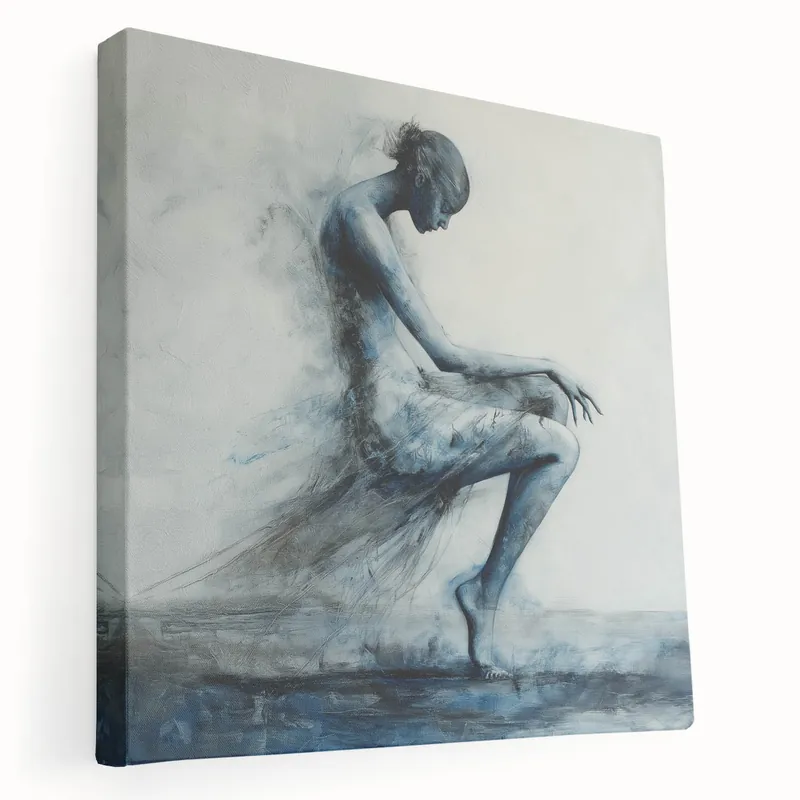 Price Cut Minimalist Figurative Wall Decor – Ethereal Blue Abstract Ballet Art