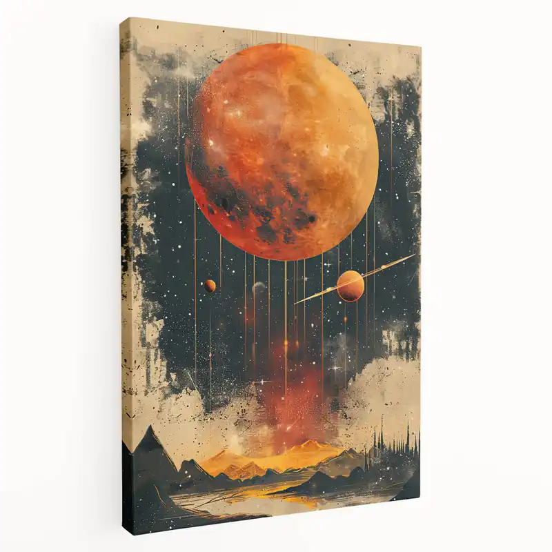 Minimalist Cosmic Landscape Art - Abstract Planetary Design Wall Decor Super Sale