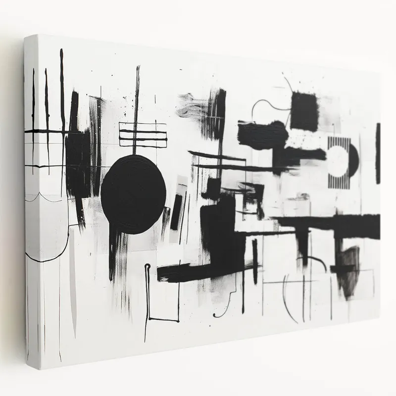 Limited Edition Minimalist Black and White Abstract Wall Art - Geometric Canvas