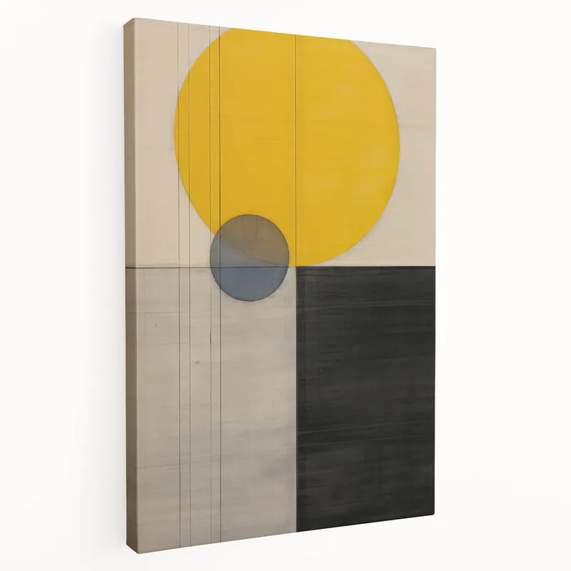 Minimalist Abstract Canvas Prints – Yellow & Gray Geometric Wall Art Direct From Factory