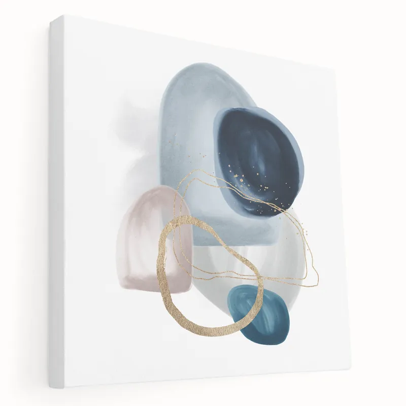 Minimalist Abstract Canvas Prints – Navy & Teal Geometric Wall Art Reduced Price