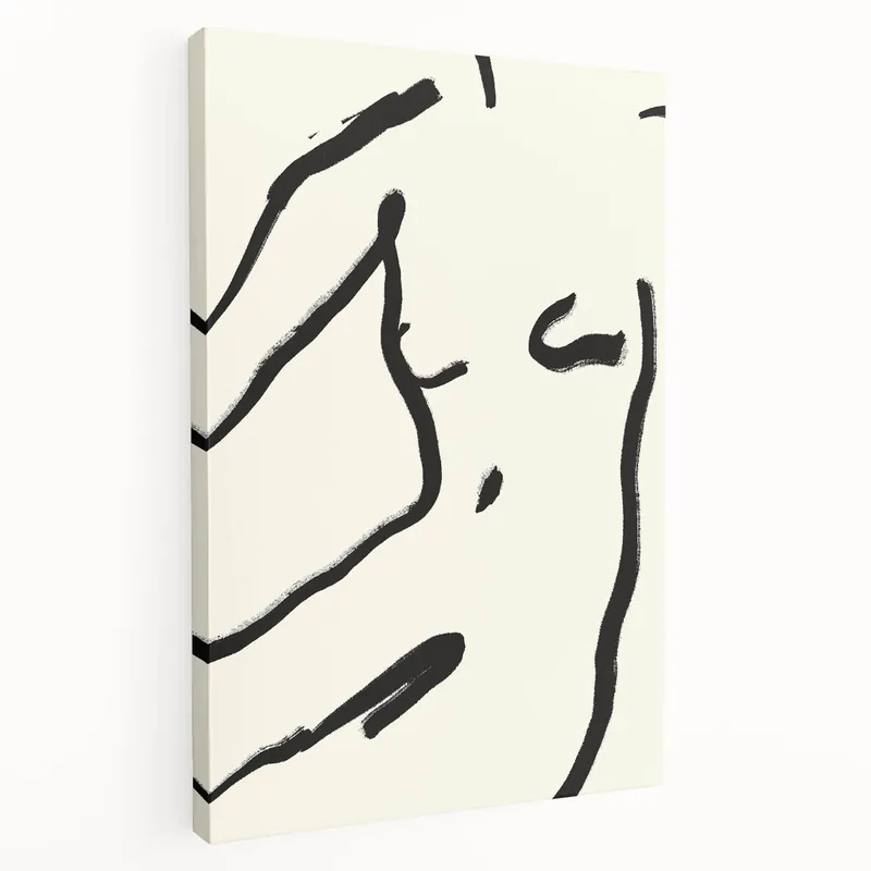 Minimalist Abstract Art: Bold Linework on Soft Beige Canvas Fan Favorite