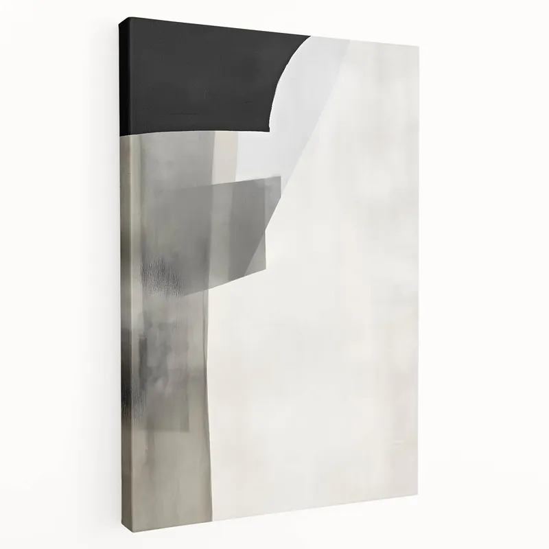 Trending Minimalist Abstract Art Print - Black Gray White Subtle Geometric Design