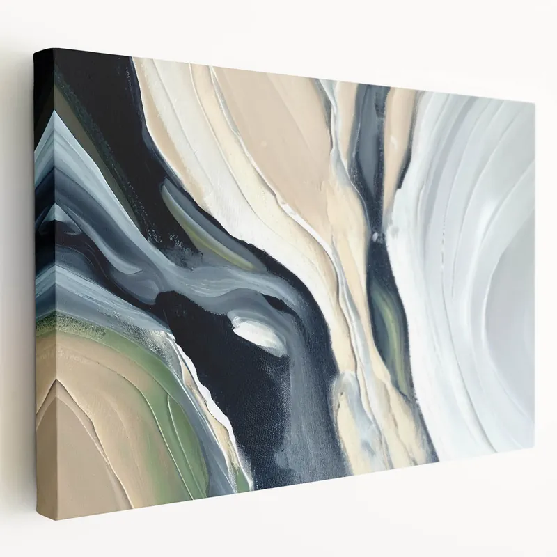 Special Offer Large Modern Art Piece - Beige and Black Abstract Canvas