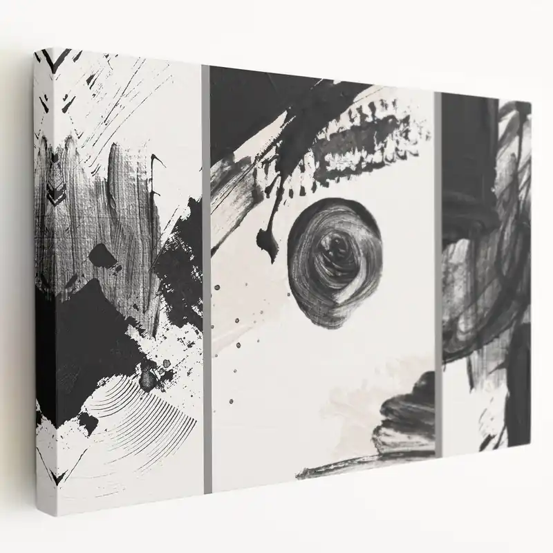 Large Black and White Abstract Wall Art - Modern Monochrome Canvas Bargain