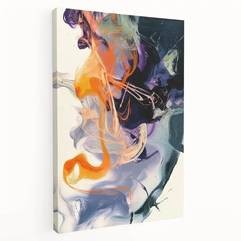 Large Abstract Wall Art – Bold Vertical Swirl in Orange and Purple Low Price