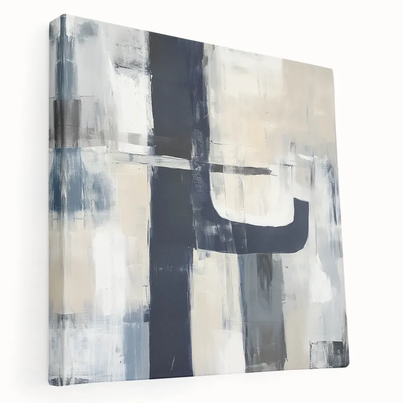 Fan Favorite Large Abstract Wall Art – Bold Navy & Neutral Textured Brushwork